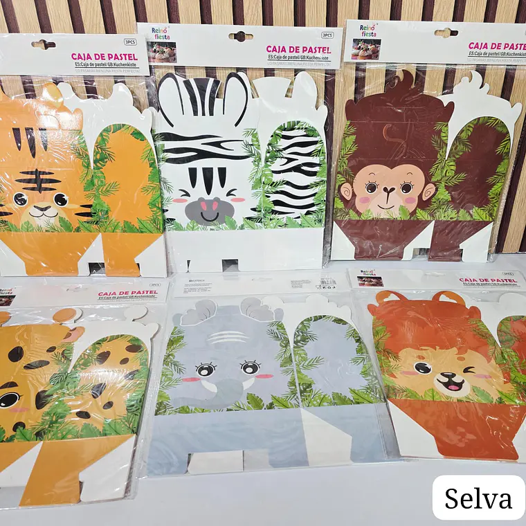PAQ CON 3 CAJITAS PARA DULCES DISEÑO ANIMALITOS DE LA SELVA Y DEL MAR MOD# 61660-61661 4