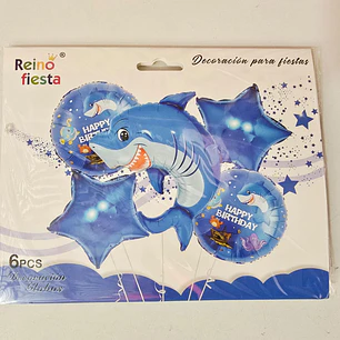 SET DE 6 GLOBOS PARA DECORAR DINO O TIBURÓN MOD# 62627-62634