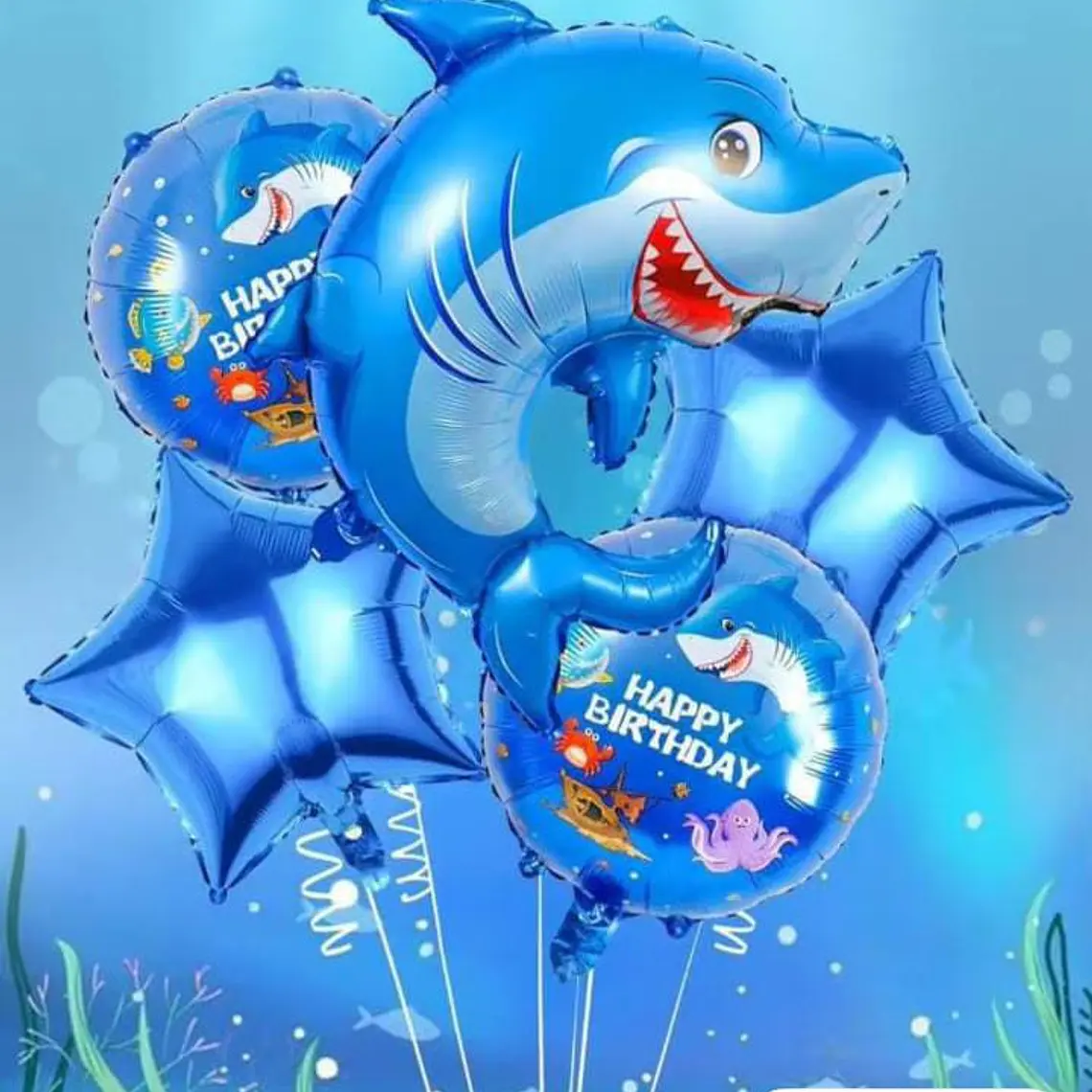 SET DE 6 GLOBOS PARA DECORAR DINO O TIBURÓN MOD# 62627-62634 6