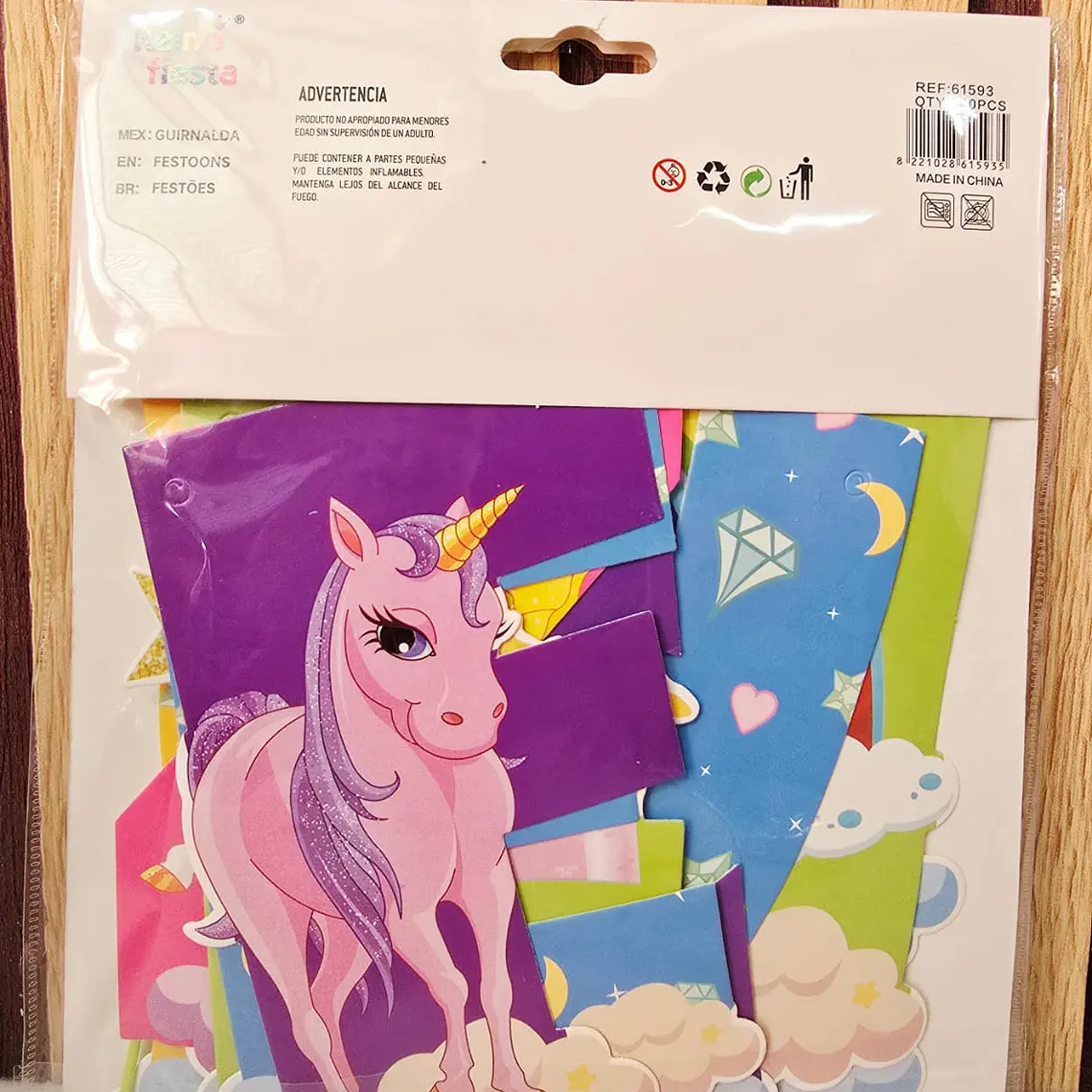 LETRERO DECORADO/UNICORNIO FELIZ CUMPLEAÑOS (3M) MOD# 61593  🦄 3