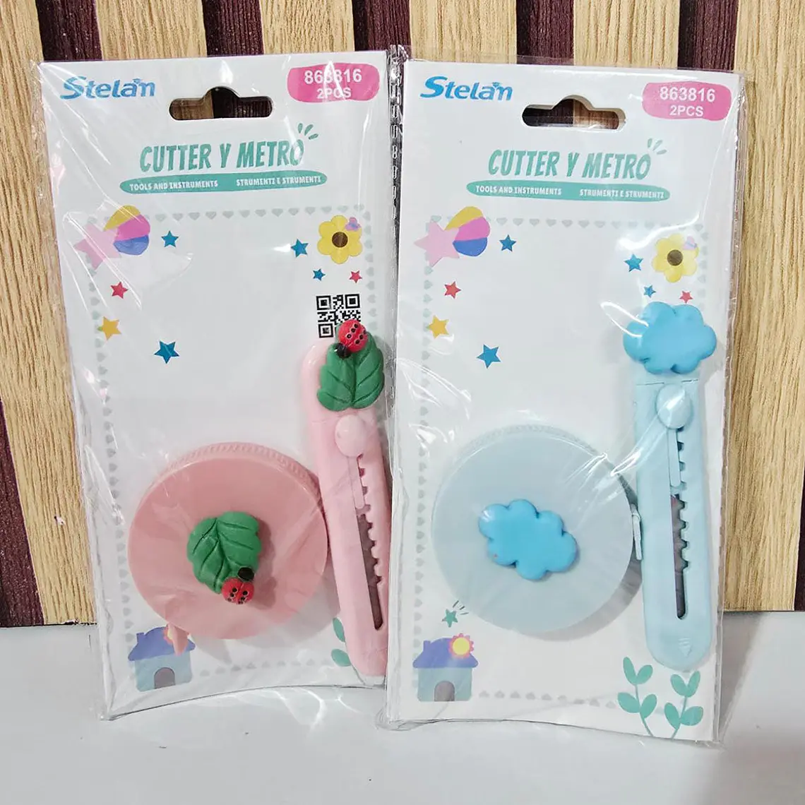 SET MINI CÚTER Y FLEXOMETRO KAWAII (CATARINA Y NUBE) MOD# 863816 1