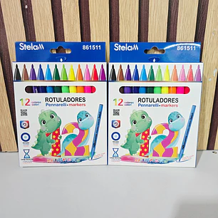 CAJITA CON 12 PLUMONES JUMBO (DINO) MOD# 861511