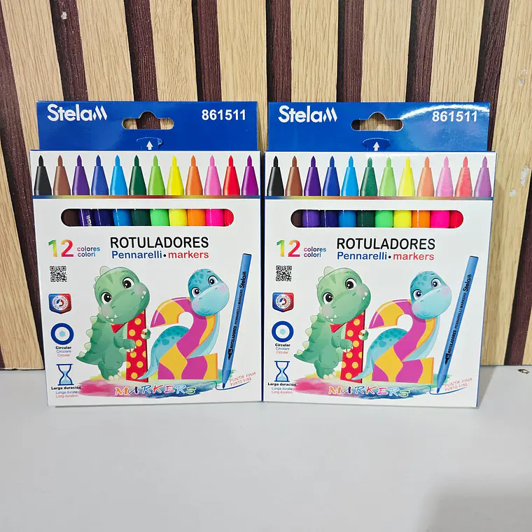 CAJITA CON 12 PLUMONES JUMBO (DINO) MOD# 861511 1