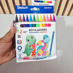 CAJITA CON 12 PLUMONES JUMBO (DINO) MOD# 861511
