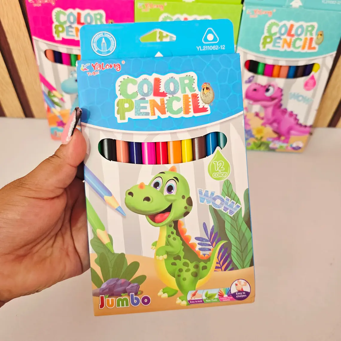 CAJITA CON 12 COLORES JUMBO DISEÑO DINOSAURIO MOD# YL211062-12 4