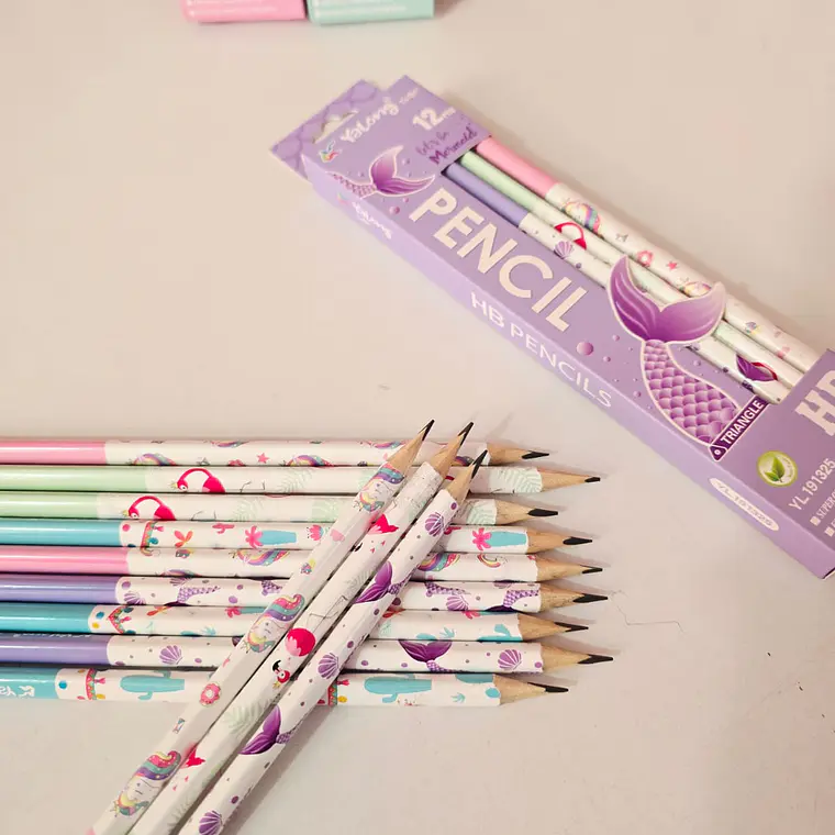 CAJITA CON 12 LAPICES DISEÑO UNICORNIO MOD# YL191325 2