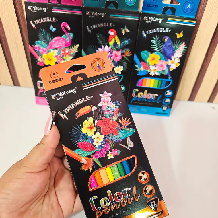 CAJITA CON 12 COLORES DISEÑO TROPICAL MOD# YL231048-12 🦩 2