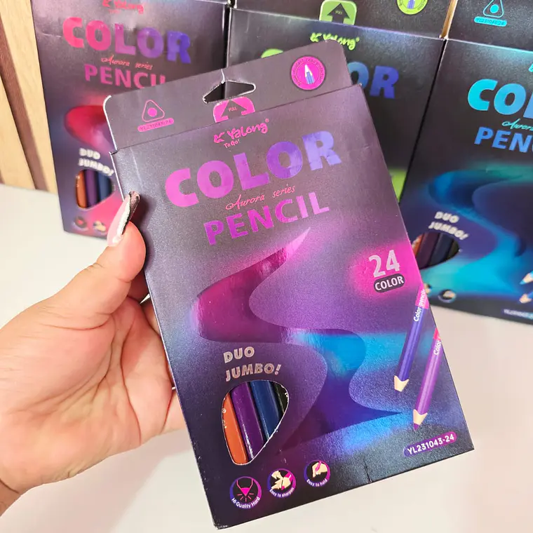 CAJITA CON 12, 18 Y 24 COLORES (JUMBO) DOBLE PUNTA MOD# YL231043-12, 18 Y 24 3