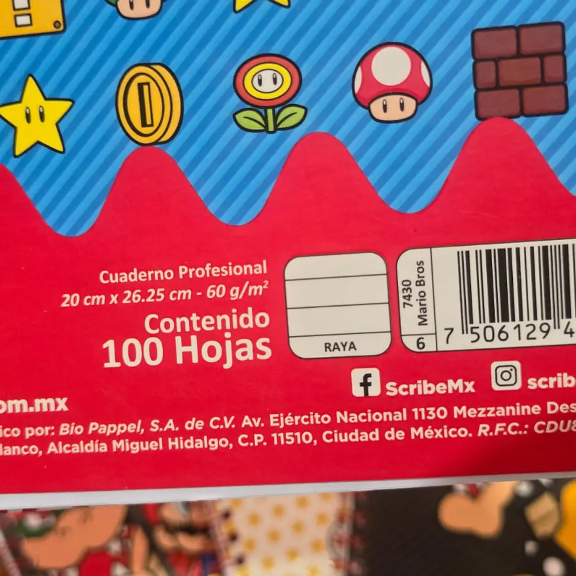 (RAYAS) LIBRETA PROFESIONAL SCRIBE MARIO BROS CON 100 HOJAS MOD# 7430 7