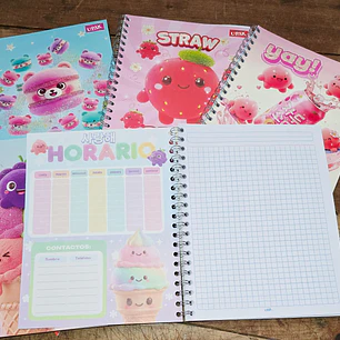 (CUADROS) LIBRETA PROFESIONAL DISEÑO KAWAII CON 100 HOJAS MOD# 6136