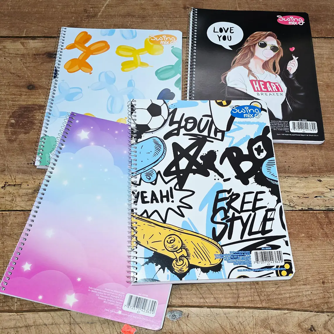 (CUADROS) LIBRETA PROFESIONAL CON 100 HOJAS SWING MIX MOD# 0808 2
