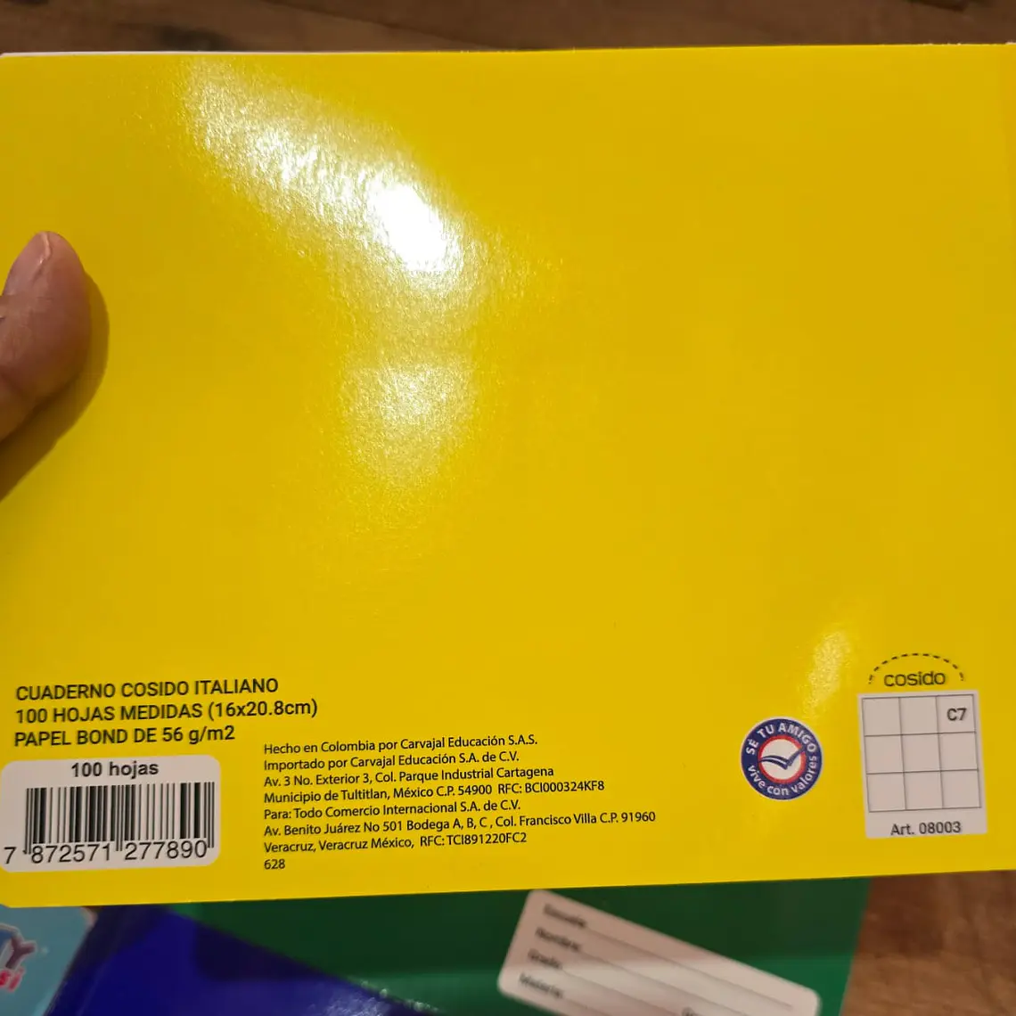 (CUADRO #7) CUADERNO ITALIANO PROFESIONAL SMARTY CON 100 HOJAS MOD# 08003 9