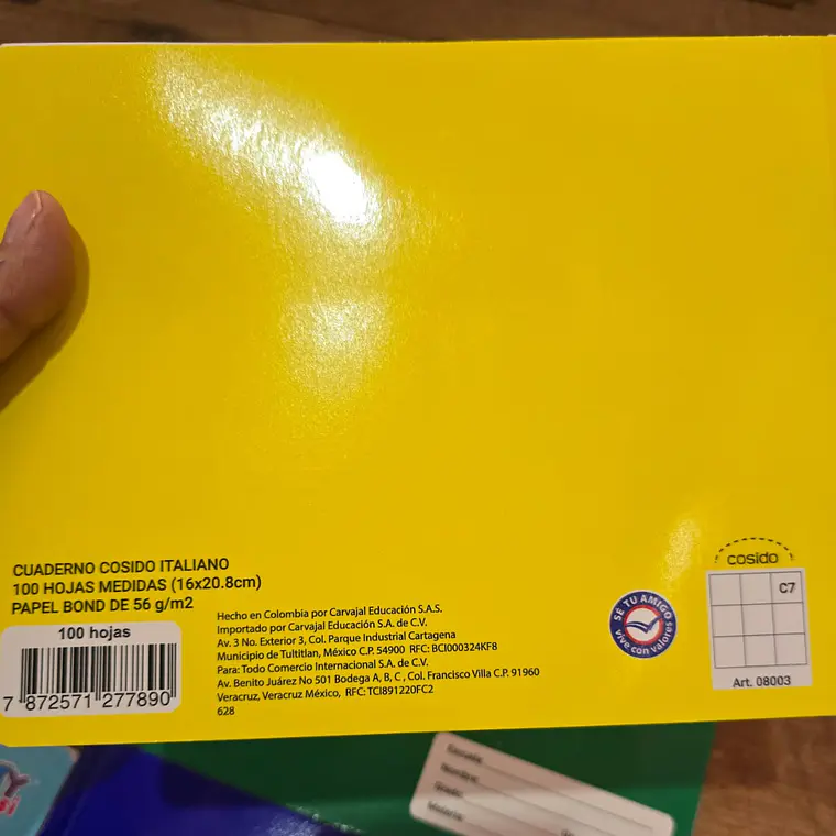 (CUADRO #7) CUADERNO ITALIANO PROFESIONAL SMARTY CON 100 HOJAS MOD# 08003 9