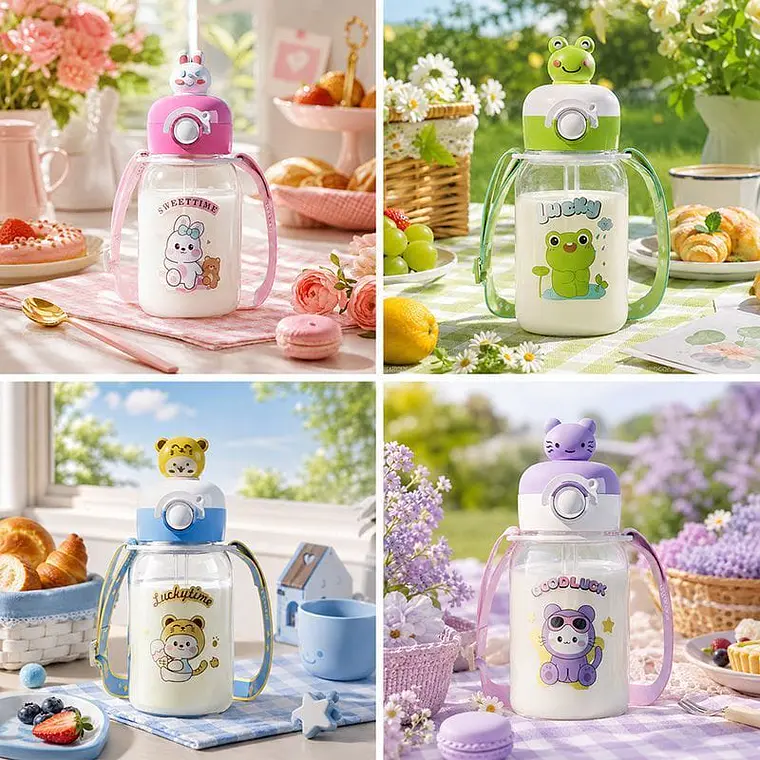 BOTECITO DE 600ML PARA AGUA CON ANIMALITO 3D MOD# 1