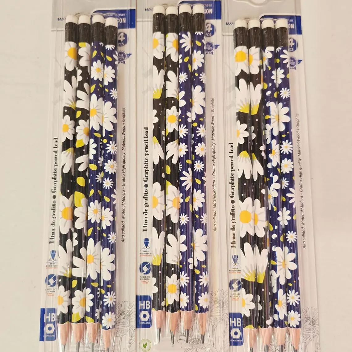 PAQ DE 4 LÁPICES FLORES MOD# WD16361 4