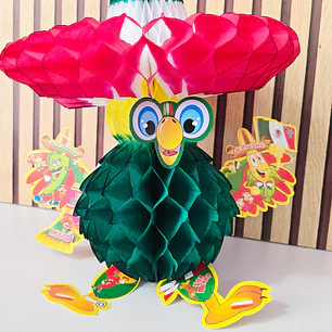 PERICO TRICOLOR DE PAPEL PICADO TIPO ACORDEÓN