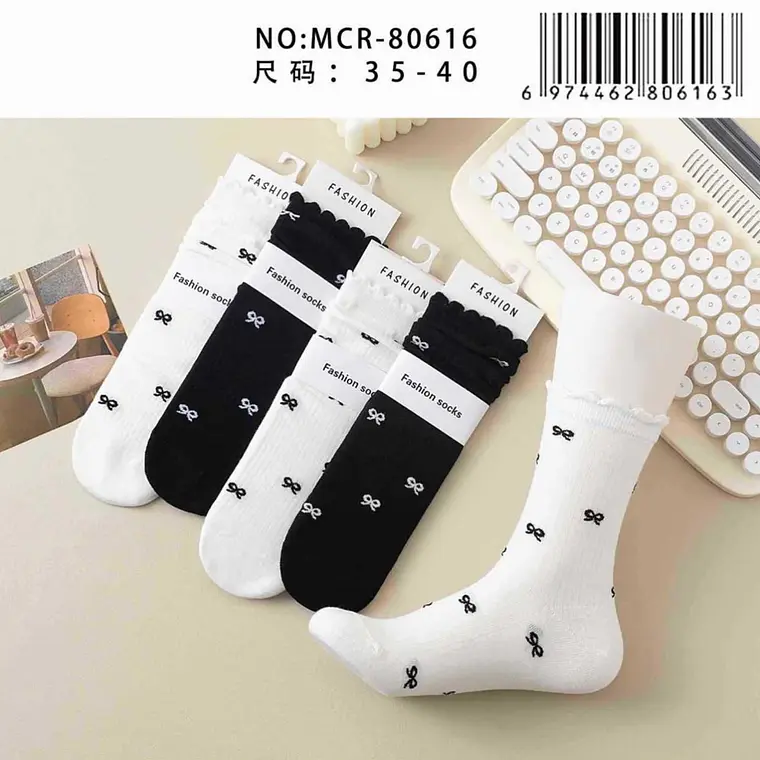 CALCETAS CON ESTAMPADO MOÑITOS MOD# MCR-80616 1