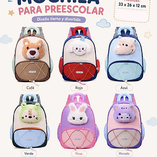 MOCHILITA INFANTIL CON PELUCHE PARA PREESCOLAR MOD# TX-11307
