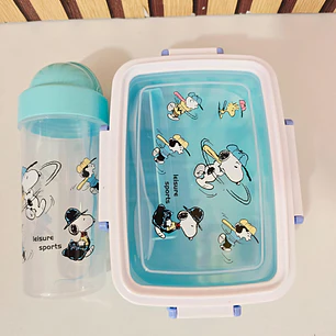 🍲🥤DUO TUPPER CON BOTE DISEÑO SNOOPY MOD# 26-FH-036