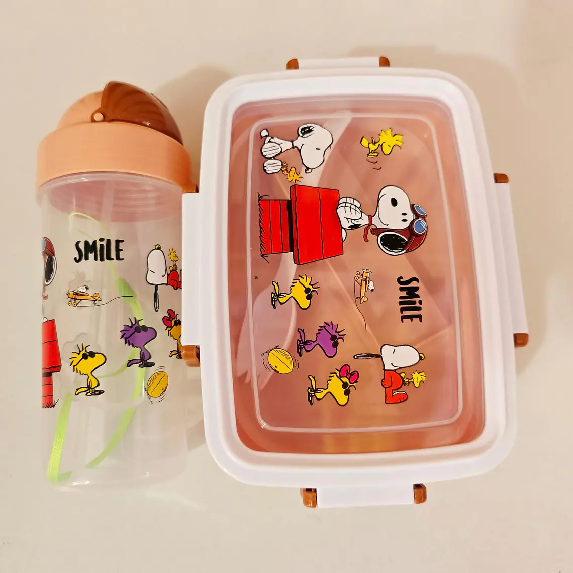 🍲🥤DUO TUPPER CON BOTE DISEÑO SNOOPY MOD# 26-FH-036 4