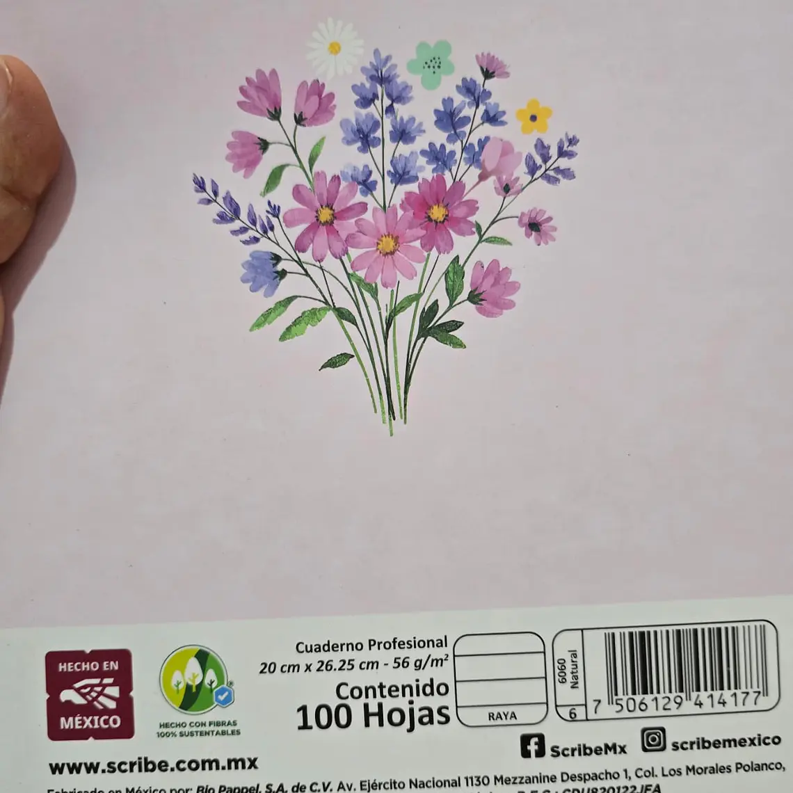 (RAYAS) LIBRETA PROFESIONAL SCRIBE FLORES CON 100 HOJAS MOD# 6060 6