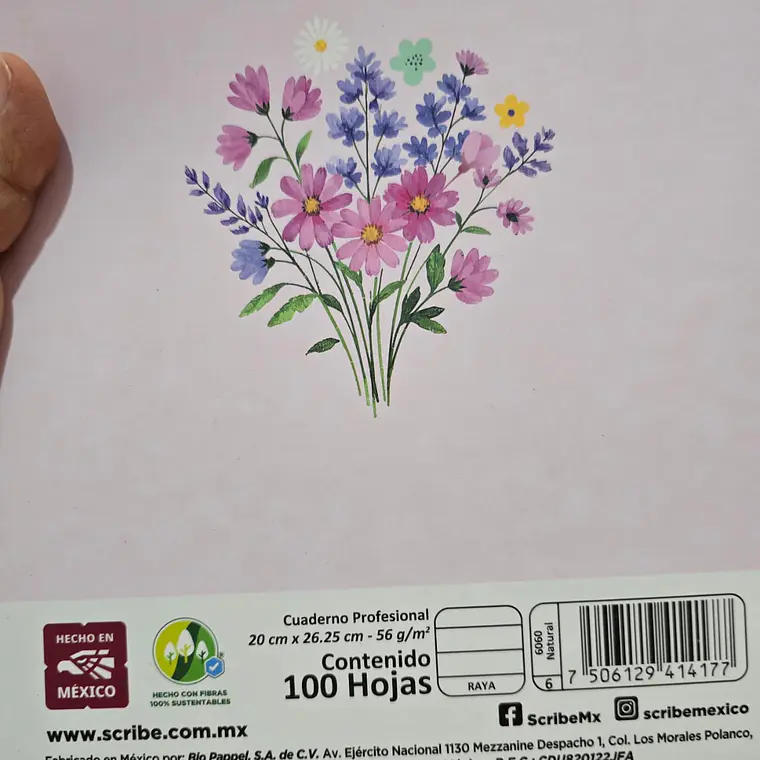 (RAYAS) LIBRETA PROFESIONAL SCRIBE FLORES CON 100 HOJAS MOD# 6060 6