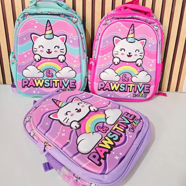 MOCHILA GATO UNICORNIO ORIGINAL X-GEAR PARA PRIMARIA MOD# MIX1037 💖✨ 1