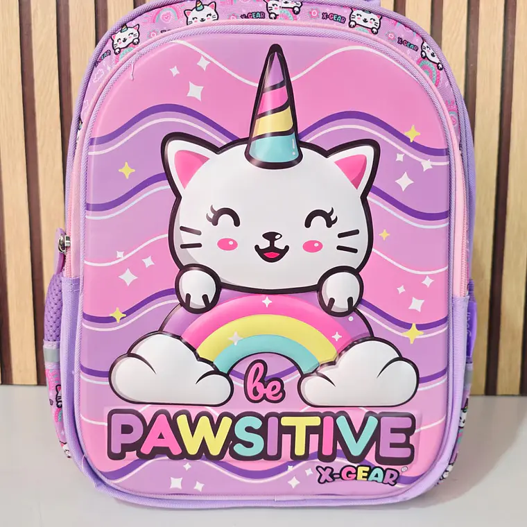 MOCHILA GATO UNICORNIO ORIGINAL X-GEAR PARA PRIMARIA MOD# MIX1037 💖✨ 3