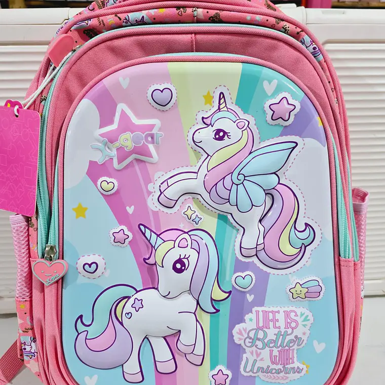MOCHILA ORIGINAL X-GEAR DISEÑO UNICORNIO (PRIMARIA) MOD# XGE-6605 1