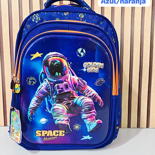 🪐☄️MOCHILA ASTRONAUTA ORIGINAL GOLDEN KIDS PARA PRIMARIA MOD#GX-160