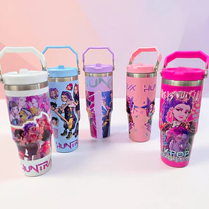 VASO TÉRMICO CON ASA  DISEÑO GUERRERAS KPOP DE 800ML MOD# VFT30