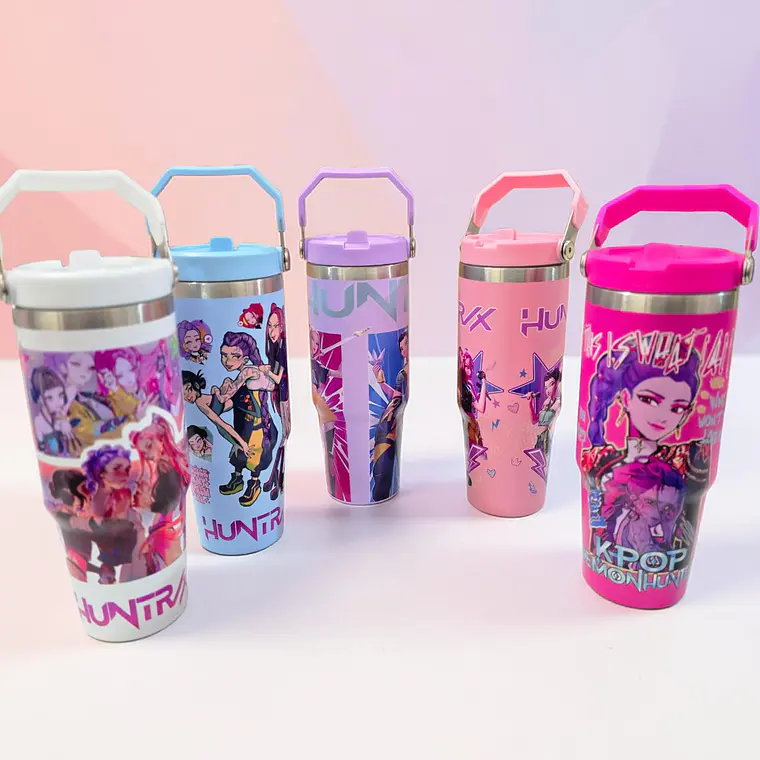 VASO TÉRMICO CON ASA  DISEÑO GUERRERAS KPOP DE 800ML MOD# VFT30 1