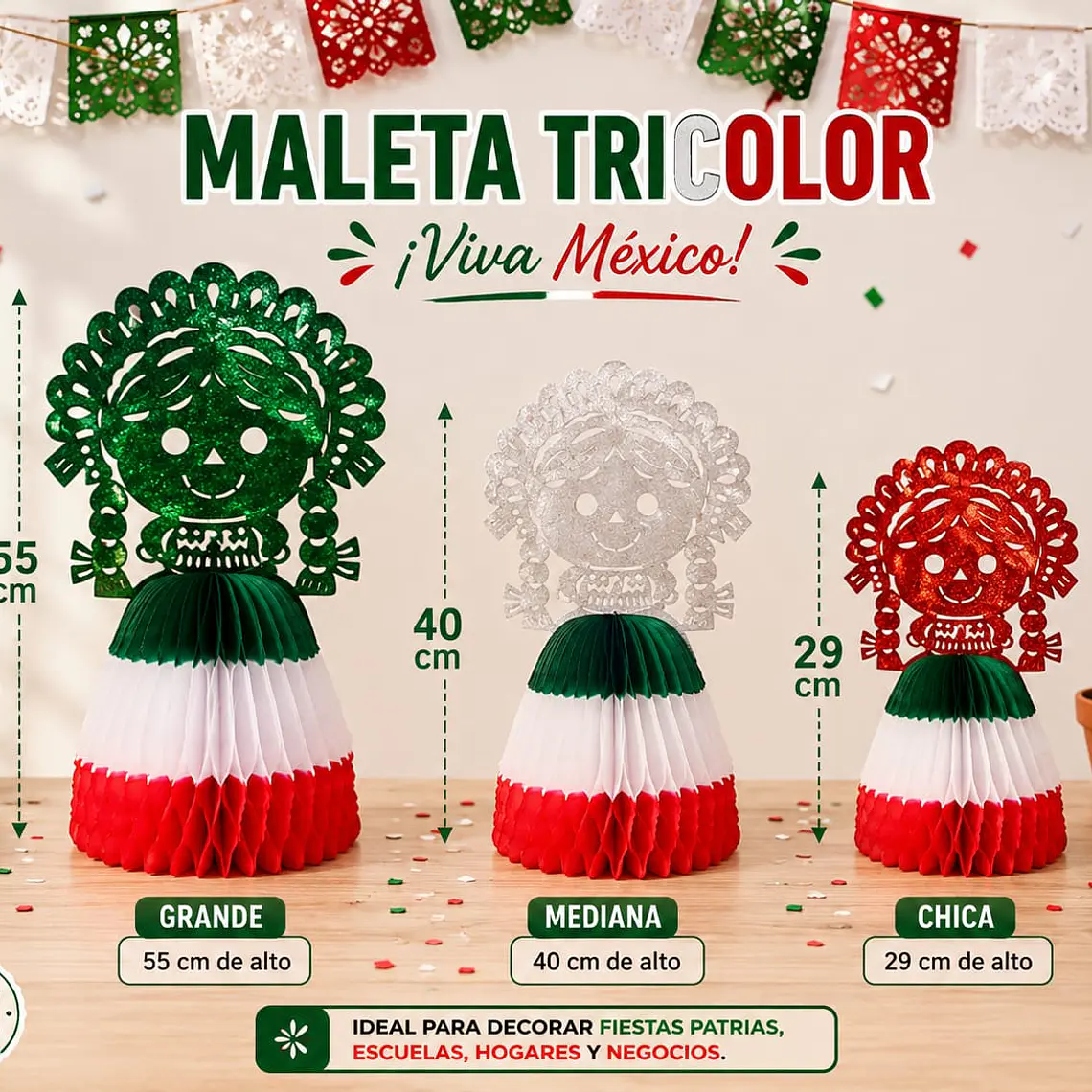 MUÑECA BRILLANTE MEXICANA CON VESTIDO DE PAPEL 1