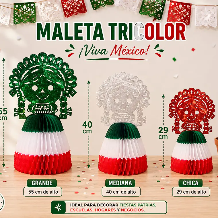 MUÑECA BRILLANTE MEXICANA CON VESTIDO DE PAPEL 1