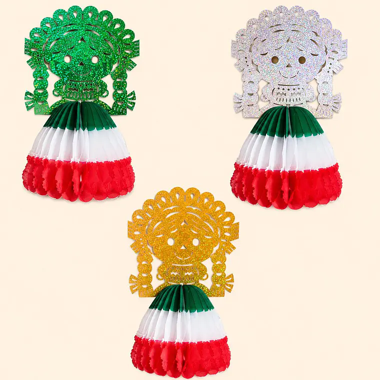 MUÑECA BRILLANTE MEXICANA CON VESTIDO DE PAPEL 5