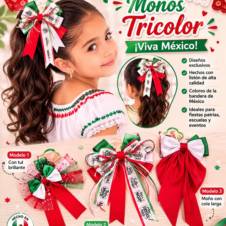 MOÑOS TRICOLOR PARA NIÑAS VARIOS MODELOS🥰 2