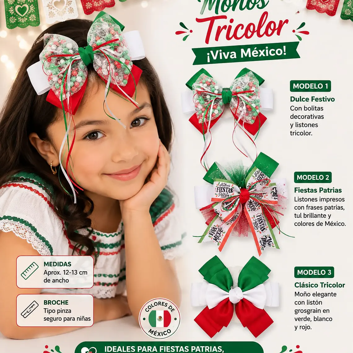 MOÑOS TRICOLOR PARA NIÑAS VARIOS MODELOS🥰 4