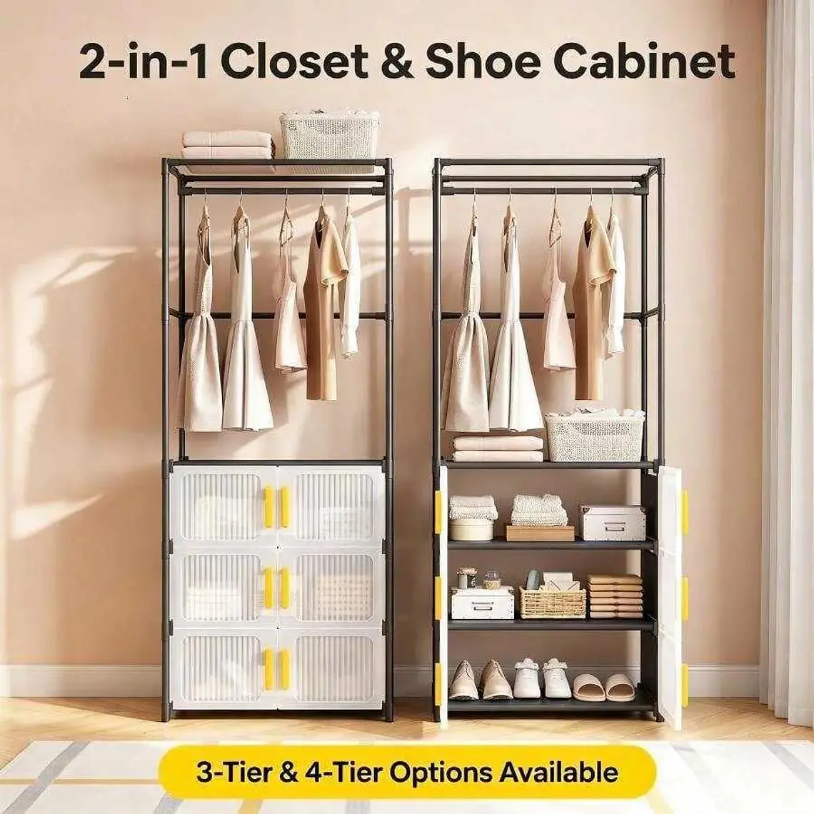 PERCHERO ORGANIZADOR MULTIFUNCIONAL CON ZAPATERA MOD #YH8826-4 4