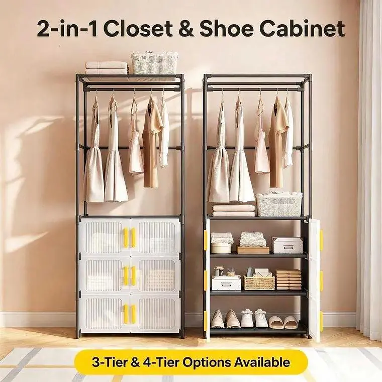 PERCHERO ORGANIZADOR MULTIFUNCIONAL CON ZAPATERA MOD #YH8826-4 4
