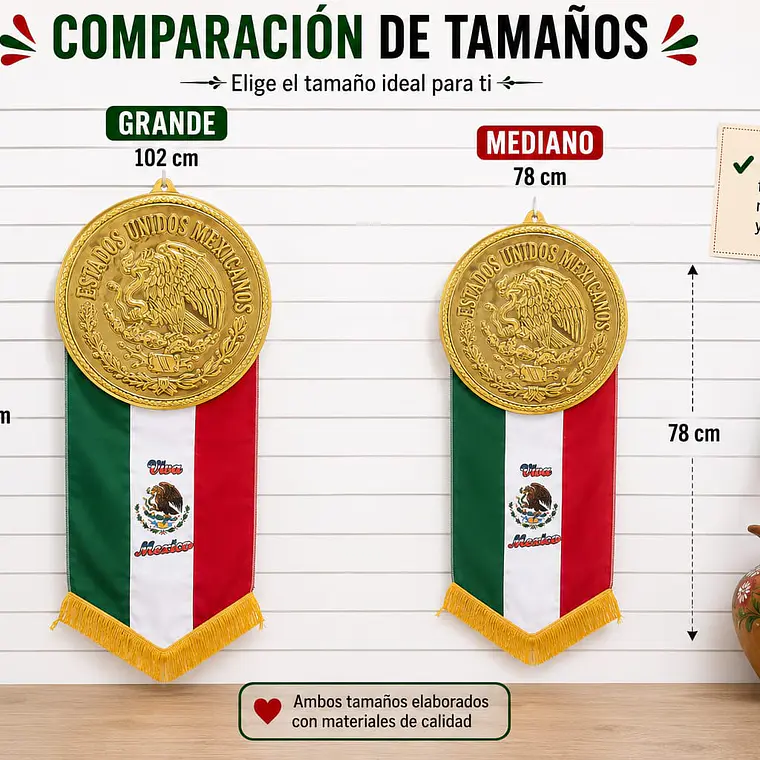 ESCUDO PATRIO CON GALLARDETE MEDIANO O GRANDE 1