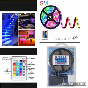 5MTS TIRA LUZ LED STRIP RGB CON CONTROL