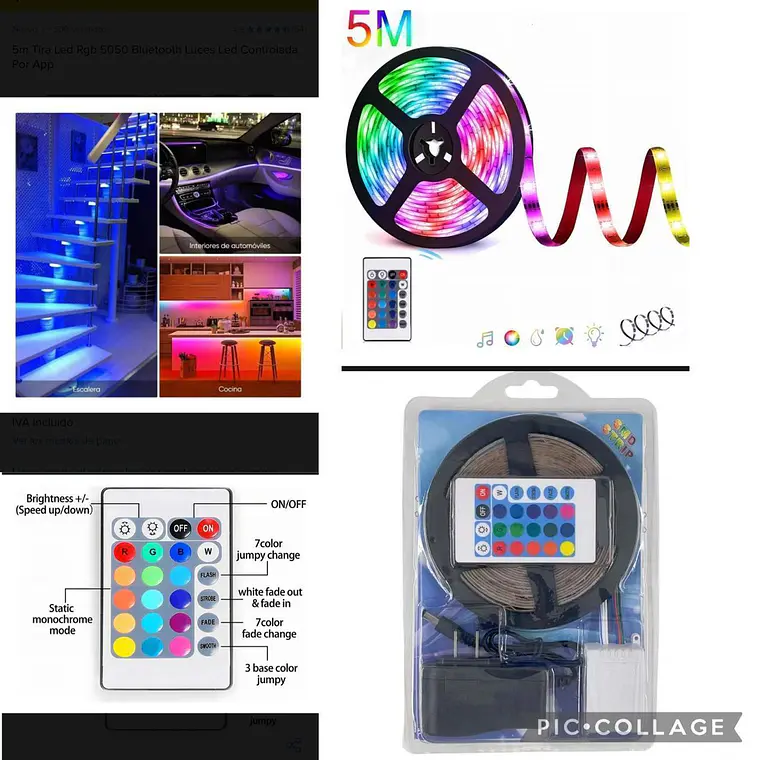 5MTS TIRA LUZ LED STRIP RGB CON CONTROL 1