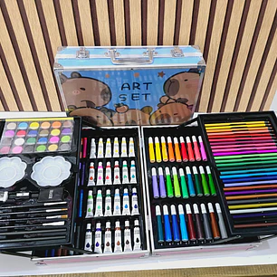 🫟🎨ESTUCHE CON KIT DE DIBUJO PROFESIONAL DE PINTURAS(CAPIBARA O STITCH) MOD# PL145🧩