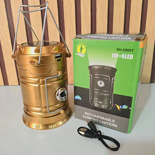 LINTERNA DE CÁMPING RECARGABLE CON ENERGÍA SOLAR MOD# SH-5800T