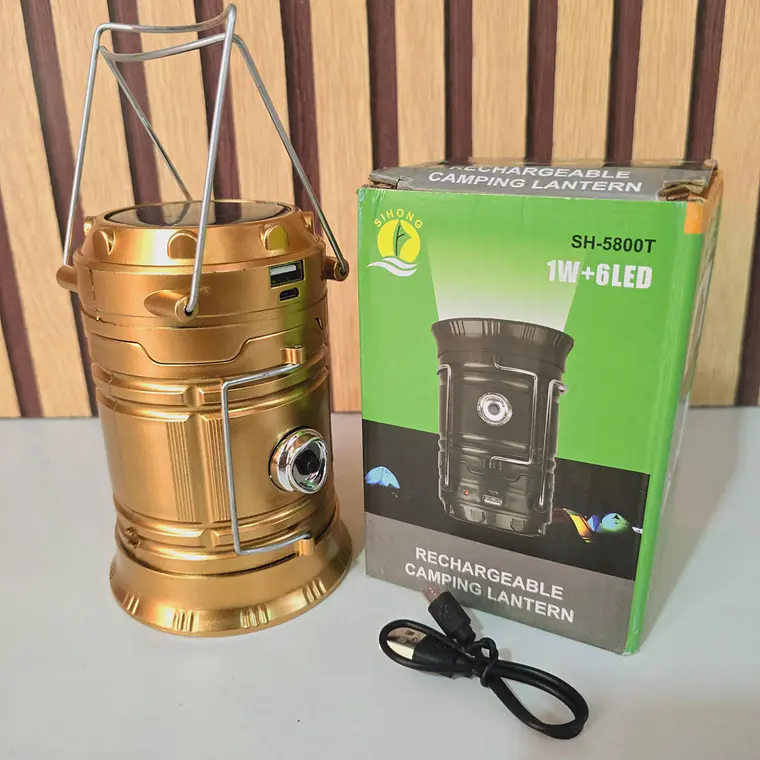 LINTERNA DE CÁMPING RECARGABLE CON ENERGÍA SOLAR MOD# SH-5800T 1