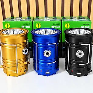 LINTERNA DE CÁMPING RECARGABLE CON ENERGÍA SOLAR MOD# SH-5800T
