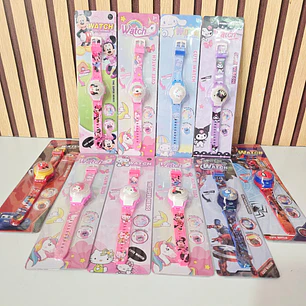 RELOJ INFANTIL CON LUZ VARIOS PERSONAJES MOD# WHF-2