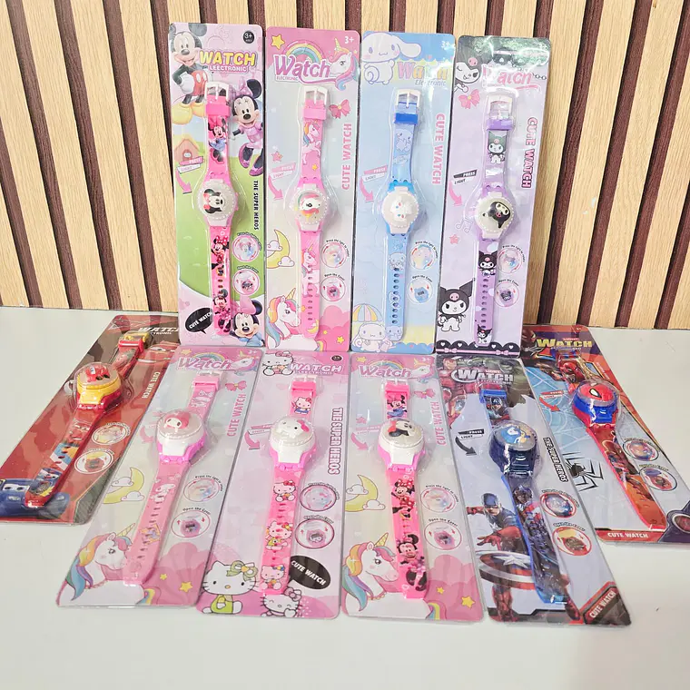 RELOJ INFANTIL CON LUZ VARIOS PERSONAJES MOD# WHF-2 1