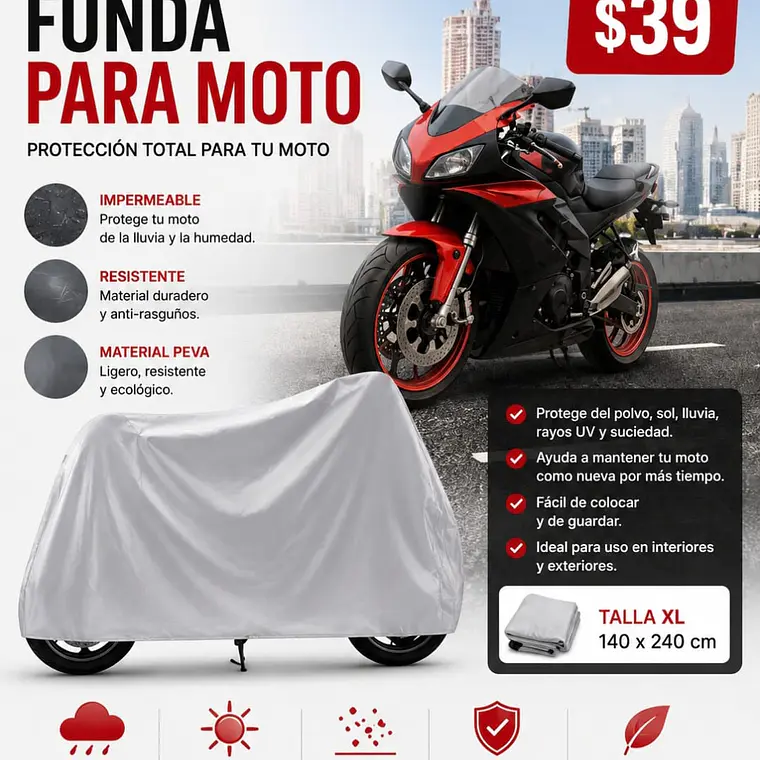 FUNDA CUBRE POLVO/LLUVIA PARA MOTO XL 1