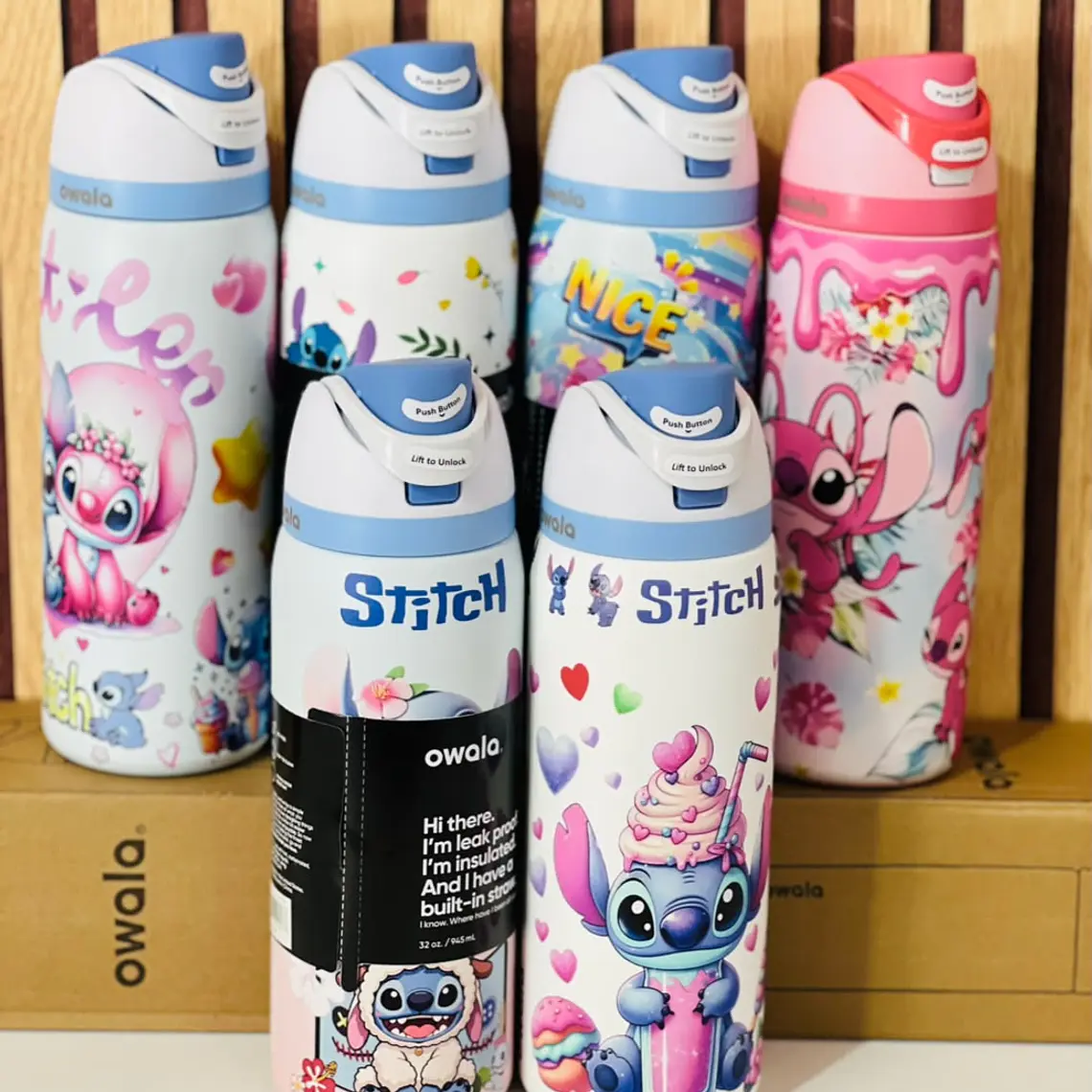 TERMO OWALA FREESIP DE 945ML DISEÑO STITCH MOD# ANCO-XF238 1